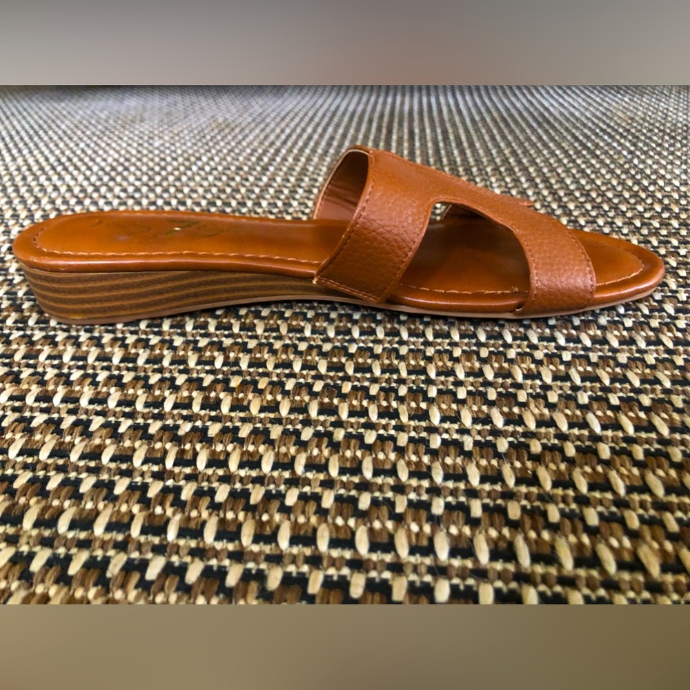 🟤Vintage 7 Eight Brown H-Band Open Toe Slide Sandals